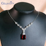 Cellacity Silver 925 Pendant Necklace with Ruby Gemstones