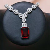 Cellacity Silver 925 Pendant Necklace with Ruby Gemstones