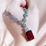Cellacity Silver 925 Pendant Necklace with Ruby Gemstones