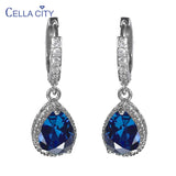 Water Drop Shape 925 Sterling Silver Earrings with Gemstones