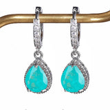 Water Drop Shape 925 Sterling Silver Earrings with Gemstones