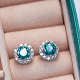 Cellacity 1ct Green Moissanite Earrings for Women