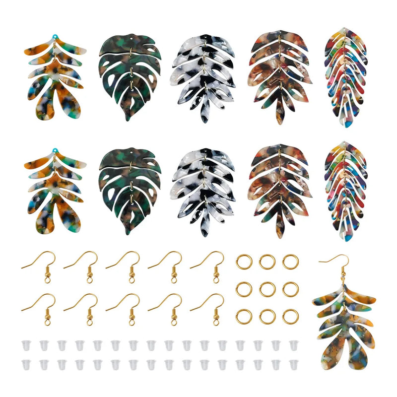 Monstera Leaf Dangle Earring Charm Pendants DIY Kit