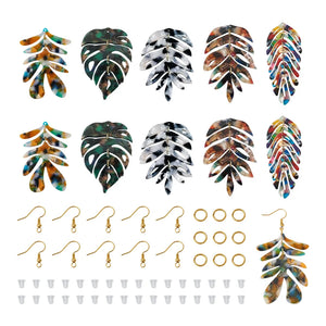Monstera Leaf Dangle Earring Charm Pendants DIY Kit