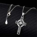 Celtic Cross Necklace Silver Sterling 925 Pendant Women Men Ireland Irish