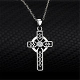 Celtic Cross Necklace Silver Sterling 925 Pendant Women Men Ireland Irish