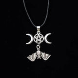 Celtic Gothic Wicca Halloween Bat Pentagram Pendant Necklace