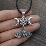 Celtic Gothic Wicca Halloween Bat Pentagram Pendant Necklace