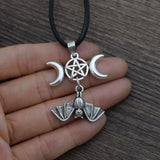 Celtic Gothic Wicca Halloween Bat Pentagram Pendant Necklace