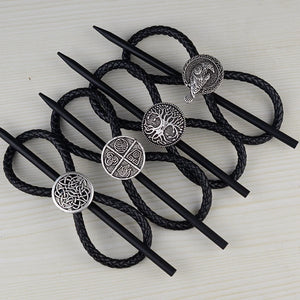 Celtics Leather Hair Pin For Women Life Tree Headwear