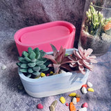 Silicone Cement Gypsum Flower Pot Mold Oval Shaped Pen Holder Mold Y08E