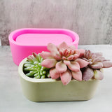 Silicone Cement Gypsum Flower Pot Mold Oval Shaped Pen Holder Mold Y08E