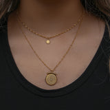 Vintage Roman Engraved Coin Pendant Layered Star Necklace