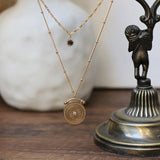 Vintage Roman Engraved Coin Pendant Layered Star Necklace