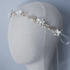Floral Bridal Vine Hair Piece Wedding Headband Opal Crystal Hair Ornament
