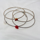 Ceramic Flower Crystal Choker Necklace Collar Statement Silver Necklace Women