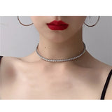 Ceramic Flower Crystal Choker Necklace Collar Statement Silver Necklace Women