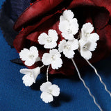 Ceramic Flower Hair Pins Silver Jewelry Bridal Wedding Hair Accessories