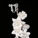 Ceramic Flower Pearl Clip On Earrings for Women Accessories