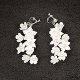 Ceramic Flower Pearl Clip On Earrings for Women Accessories
