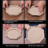 Ceramic Plate Forming Mold Wood Geometric Hand-printed Pottery Tools