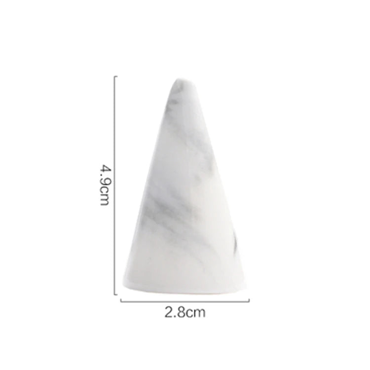 Ceramic Conical Ring Holder Stand Marble Decor