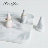 Ceramic Conical Ring Holder Stand Marble Decor