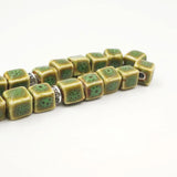 Ceramic Tasbih Green 33 Beads Two Tesbih Metal Tassels Bracelets Special Gift
