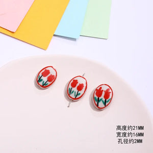Ceramic Tulip Flower Rainbow Earrings