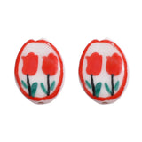 Ceramic Tulip Flower Rainbow Earrings