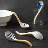 Japanese Ceramic Long Handle Soup Spoons for Pho Ramen Noodles