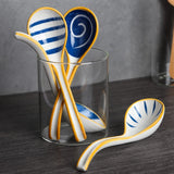 Japanese Ceramic Long Handle Soup Spoons for Pho Ramen Noodles
