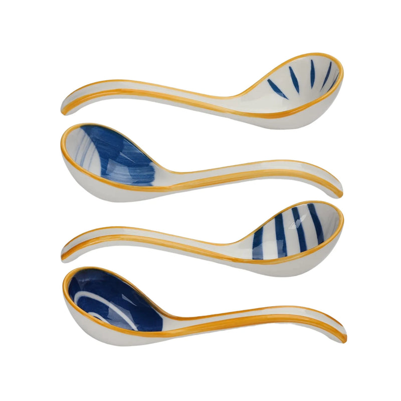 Japanese Ceramic Long Handle Soup Spoons for Pho Ramen Noodles