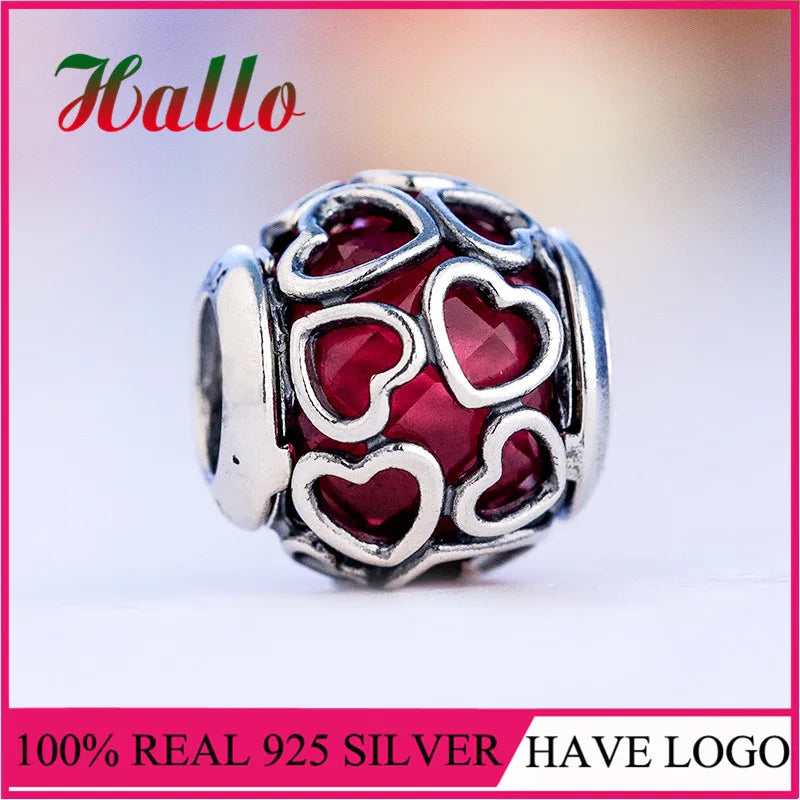 Charming Cerise Love Bead for 925 Silver Bracelet