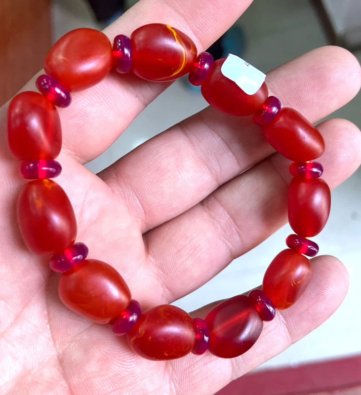 Natural Red Mexico Amber Beeswax Bracelet 10*12*15mm