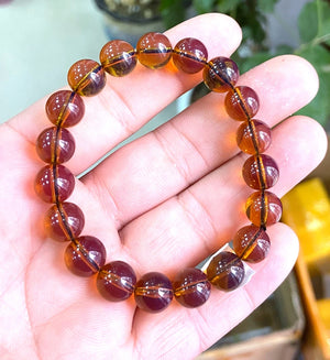 10mm Nat Mexico Sky Amber Beads Bracelet 7.5?AAAA