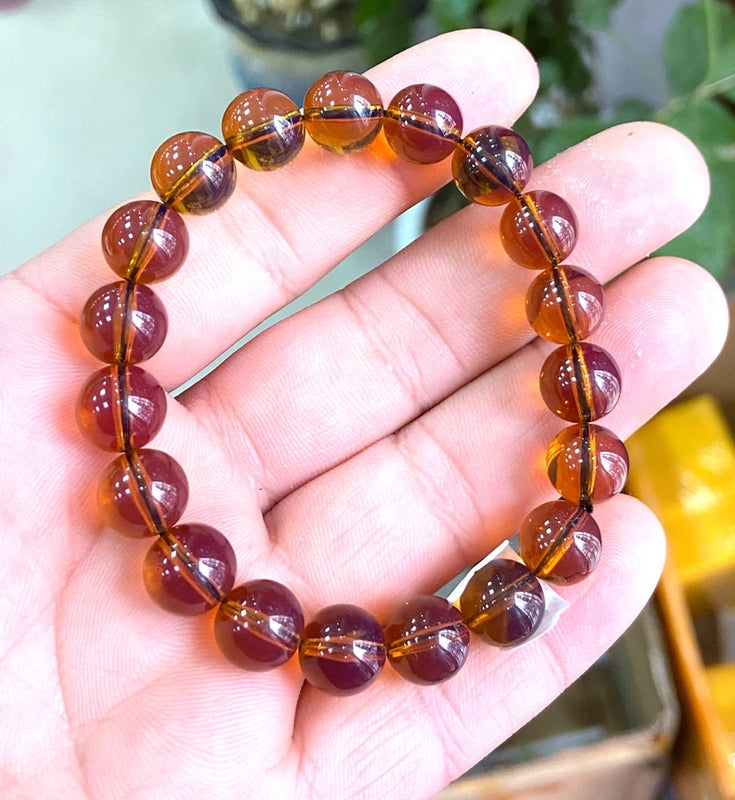 10mm Nat Mexico Sky Amber Beads Bracelet 7.5?AAAA