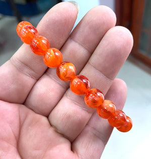 10mm Natural Red Round Mexican Amber Beeswax Bracelet
