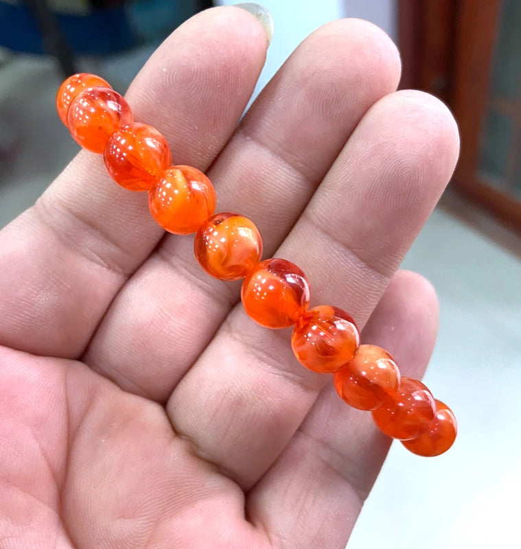10mm Natural Red Round Mexican Amber Beeswax Bracelet