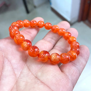 10mm Natural Red Round Mexican Amber Beeswax Bracelet