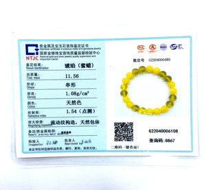 10mm Natural Yellow&Green Round Mexican Amber Beeswax Bracelet