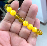 10mm Natural Yellow&Green Round Mexican Amber Beeswax Bracelet