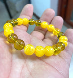 10mm Natural Yellow&Green Round Mexican Amber Beeswax Bracelet