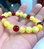 10mm Natural Yellow&Red Round Amber Bracelet