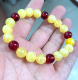 10mm Natural Yellow&Red Round Amber Bracelet