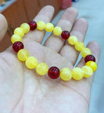 10mm Natural Yellow&Red Round Amber Bracelet
