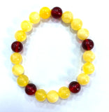 10mm Natural Yellow&Red Round Amber Bracelet