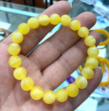 10mm Yellow Mexican Amber Beeswax Bracelet