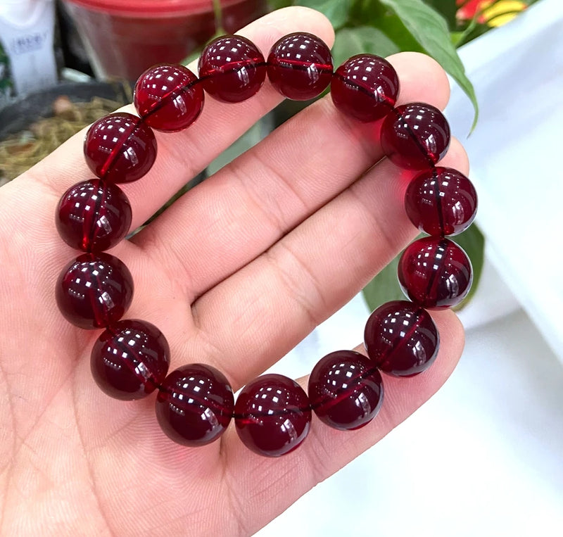 Natural Mexico Red Amber Beads Bracelet 7.5 Inches