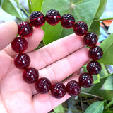 Natural Mexico Red Amber Beads Bracelet 7.5 Inches